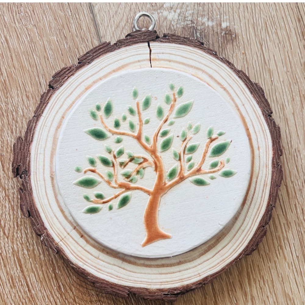 Rustic Tree of Life Wood Slice Wall Art Hanging Natural‎ Bark Edge Decor Cabin